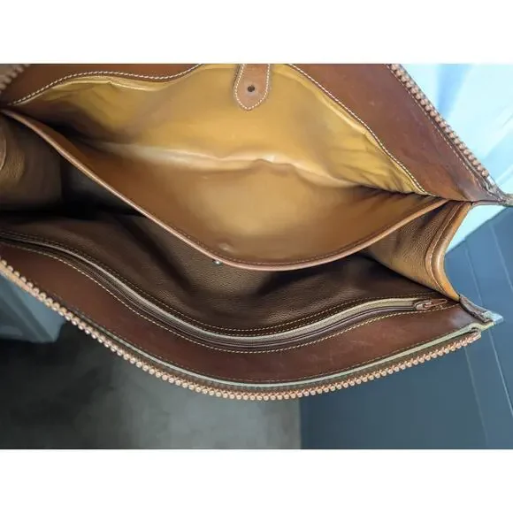 Vintage Dooney & Bourke Pebble British Tan Vachetta Leather Satchel Bag USA - Picture 4 of 16